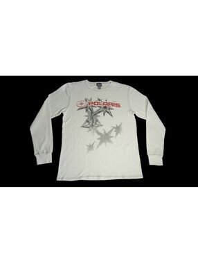 Polaris Thermal Waffle Knit Crew Neck Snowmobile Racing Shirt Size XL Graphics